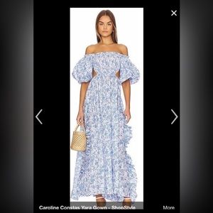 Caroline Constas Yara gown size Medium NWT blue toile print